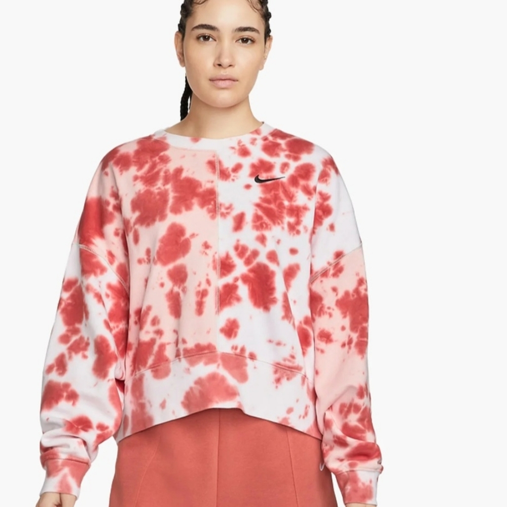 Nike Women's Red Tie-Dye Crewneck Sweatshirt